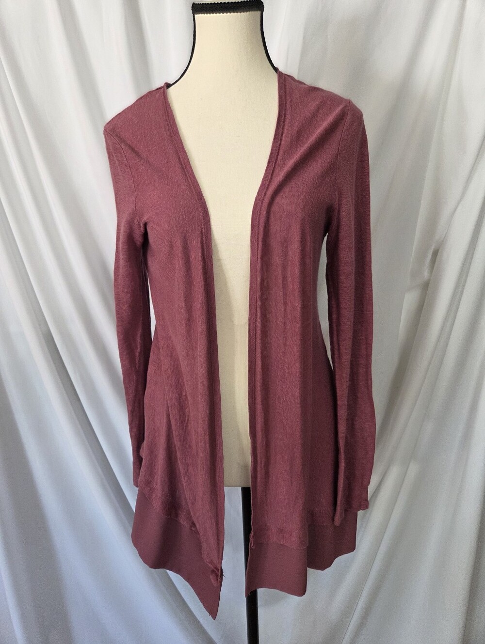 Adrienne Vittadini Open-Front Dusty Rose Cardigan Linen Sweater Size S